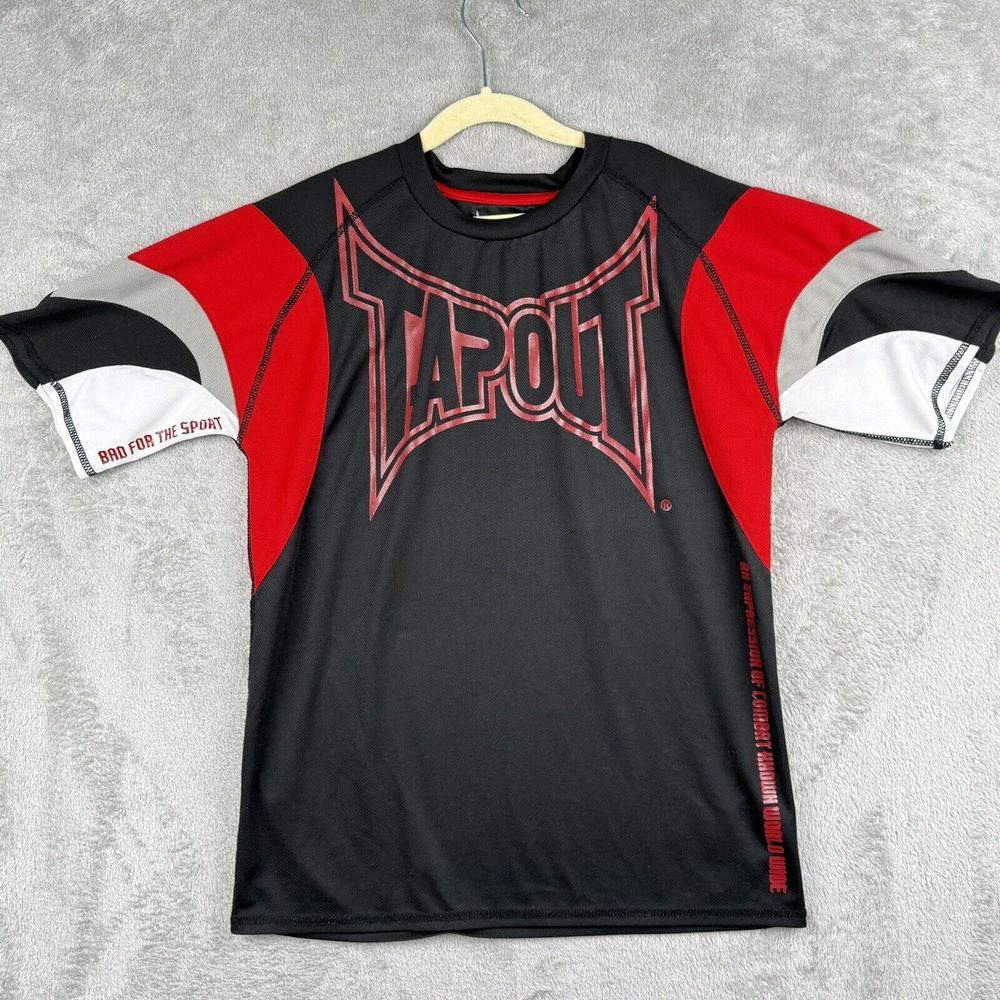 Tapout Y2K‎ Logo Spellout Shirt Youth Large MMA Boxing Grunge Red Black Stretch